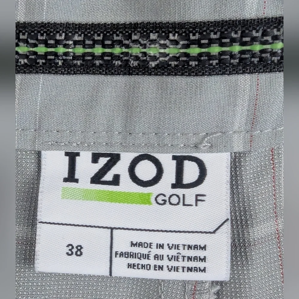 Izod Golf Shorts Size 38 Gray Red Stripe - Picture 4 of 8